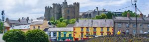 Wexford houses and castle in the background